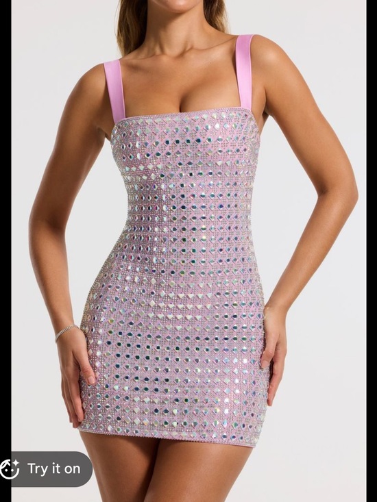Oh Polly Dresses & Skirts - Oh Polly Pink Crystal-Embellished Mini Dress Lila. Like new, Worn only once.